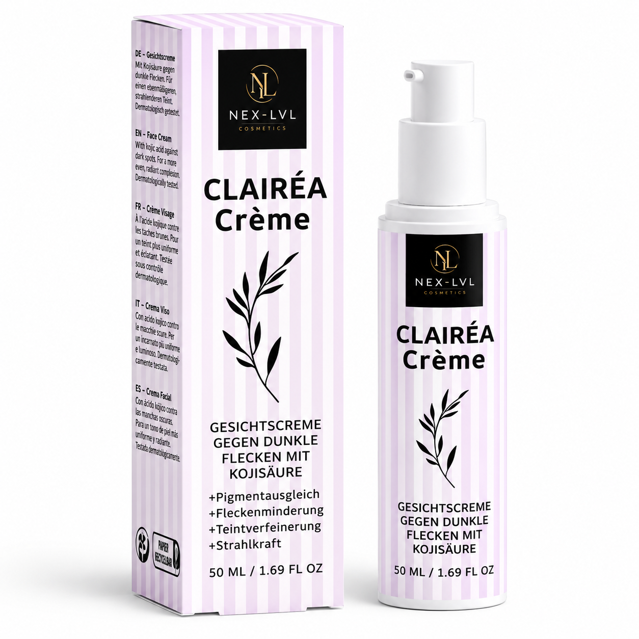 CLAIRÉA Crème Gesichtscreme gegen dunkle Flecken mit Kojisäure