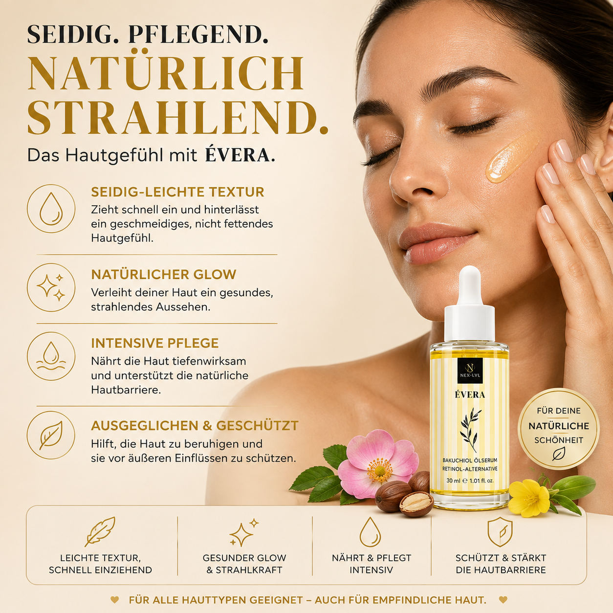 ÉVERA Natürliches Ölserum mit Bakuchiol echte Retinol Alternative