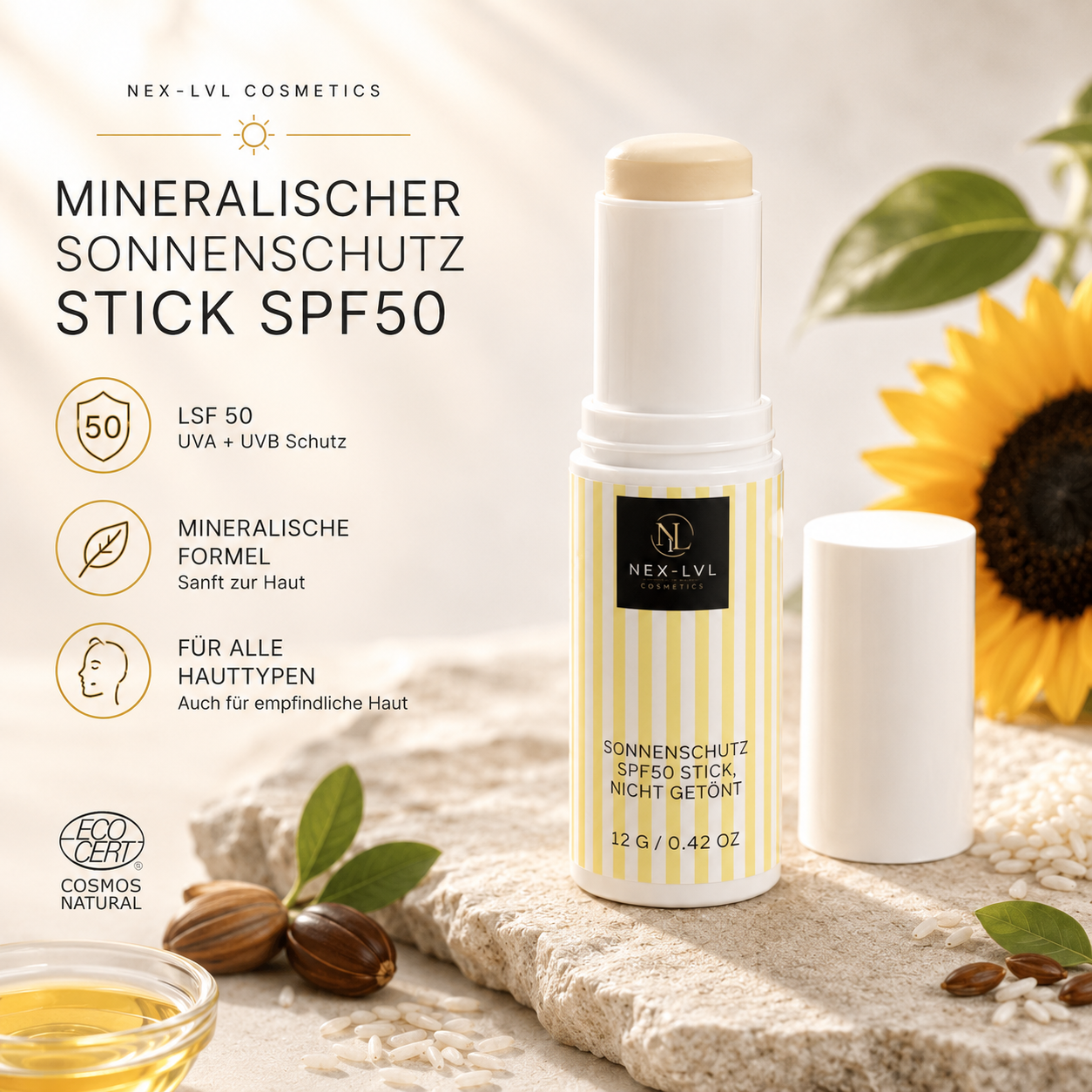 Sonnenschutz SPF50 Stick, nicht getönt