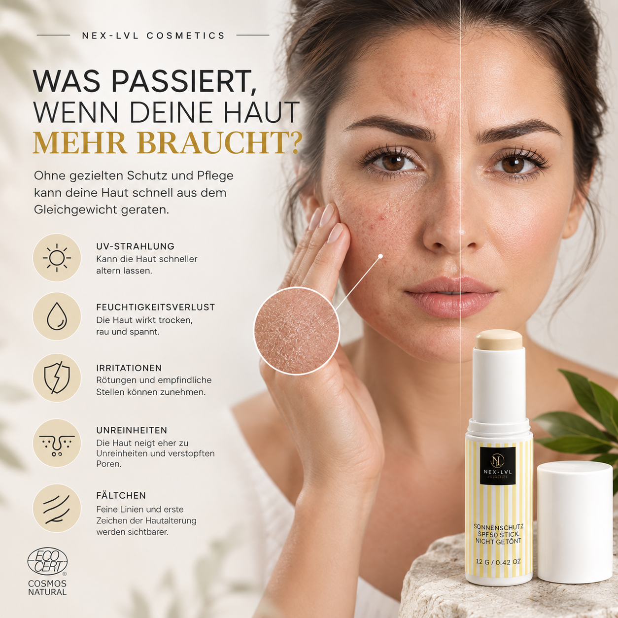 Sonnenschutz SPF50 Stick, nicht getönt