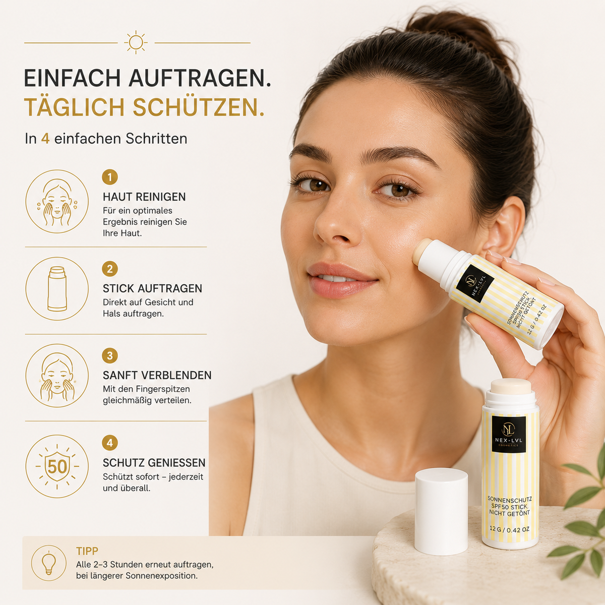 Sonnenschutz SPF50 Stick, nicht getönt