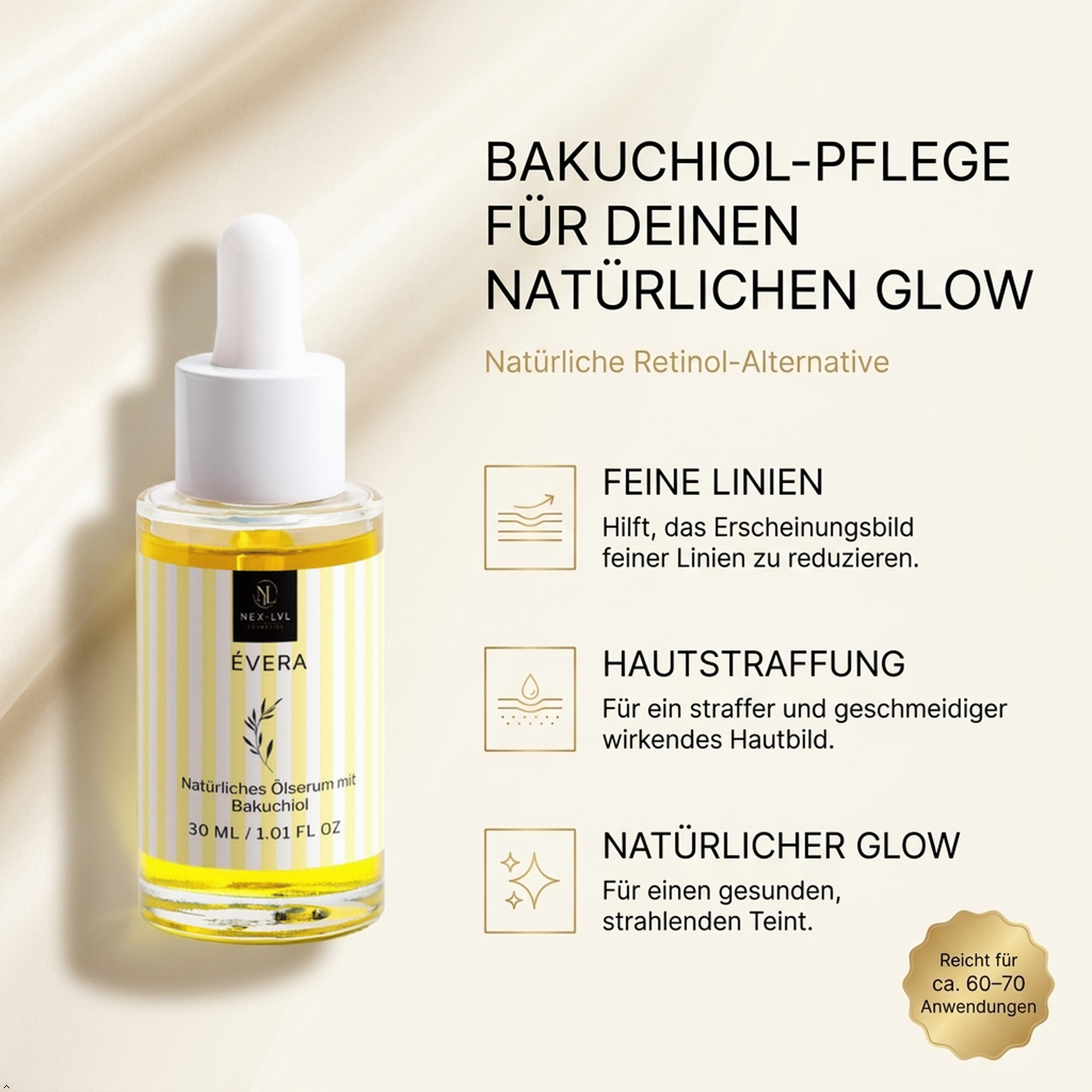 ÉVERA Natürliches Ölserum mit Bakuchiol echte Retinol Alternative