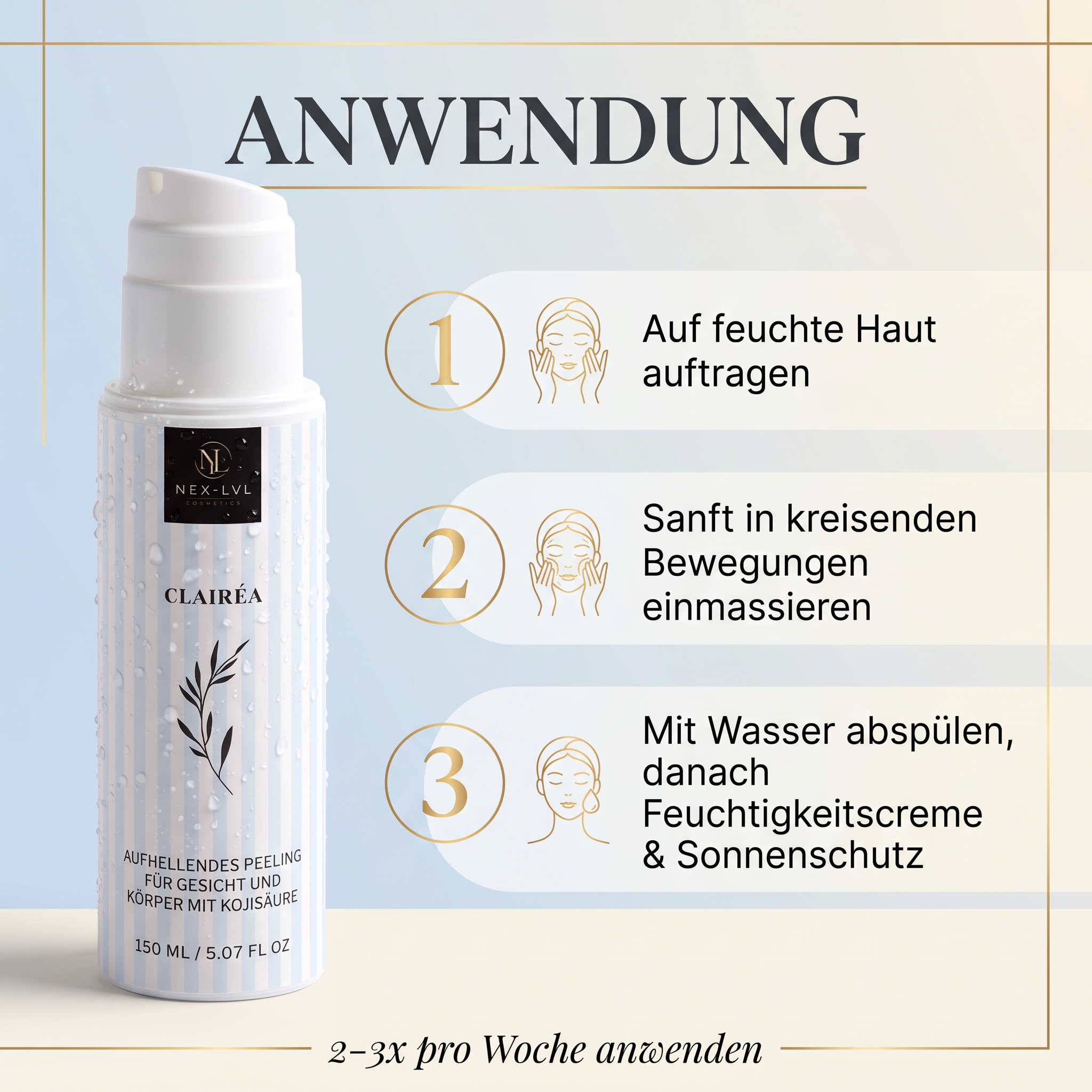 CLAIRÉA Aufhellendes Peeling für Gesicht und Körper mit Kojisäure